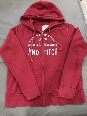 Abercrombie & Fitch Burgundy Zip-Up Hoodie